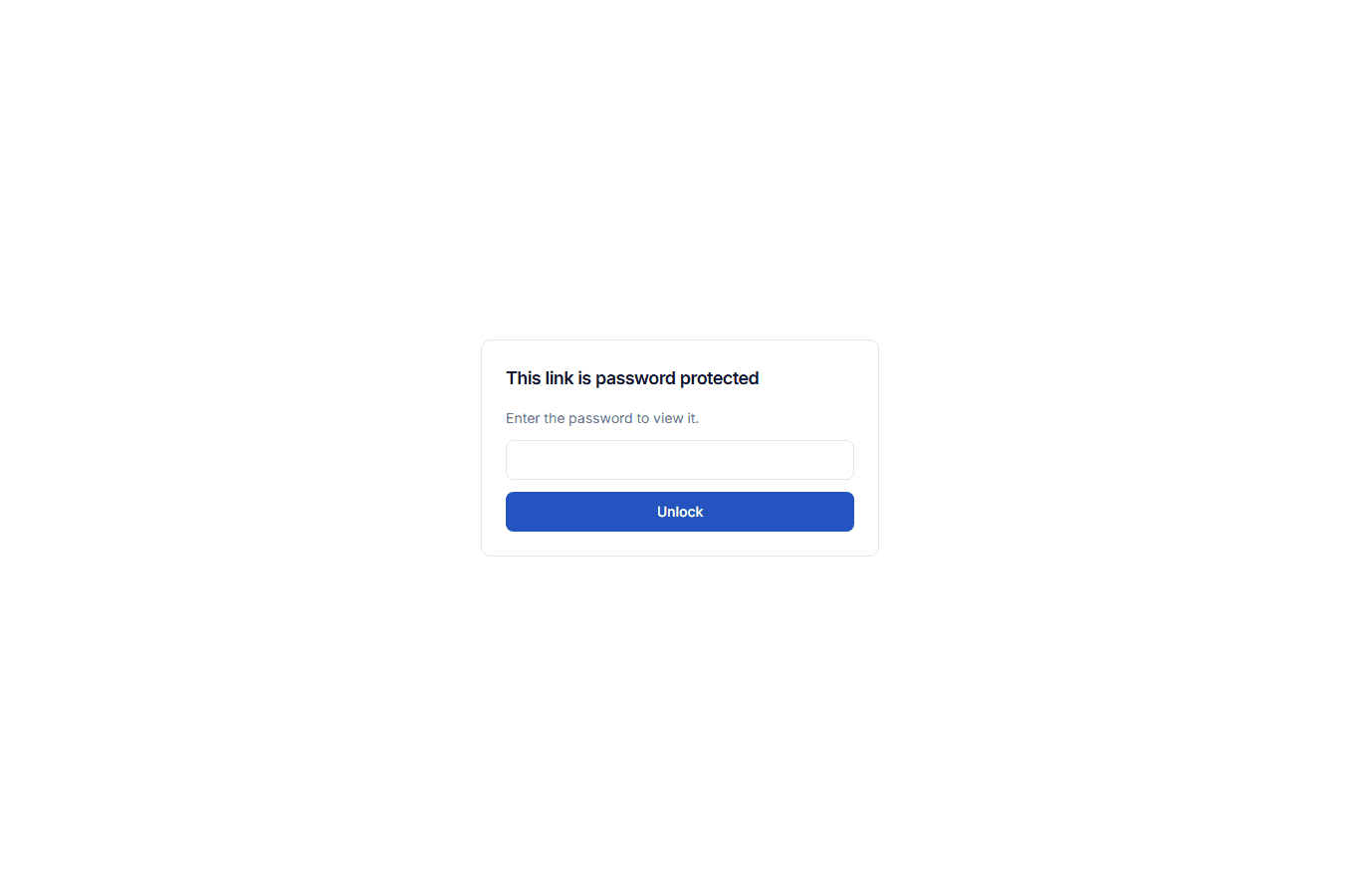 The SnapBuddy share viewer in light theme: a card saying the link is password protected, with a password field and an Unlock button.